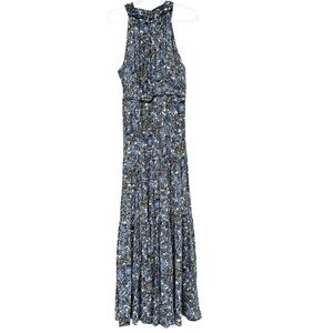 green palm tree eyelet halter neck midi dress Palm Tree Eyelet Green Midi Dress Sleeveless main image 0